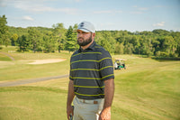 Don’t Do Average – Men’s Grey & Yellow Performance Golf Polo